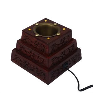 LED Night Lamp Low Temperature Brass & Sheesham Wood Glass Diffuser – Kapoor & Essential Oil Burner